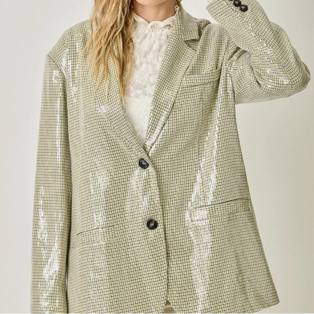 ✨Mystree✨ Sequin Checkered Blazer